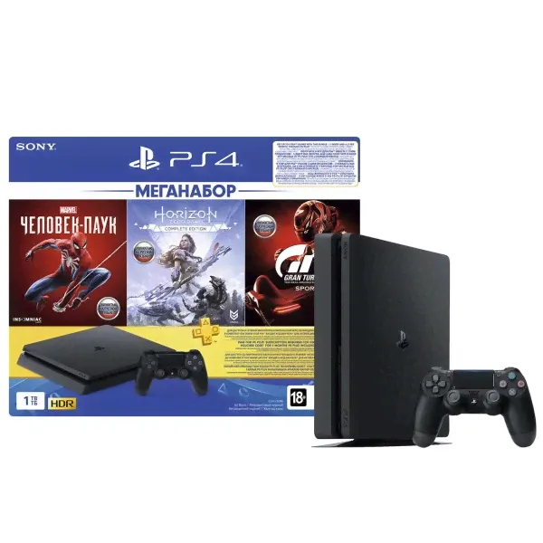Sony PlayStation 4 (PS4 Slim, 1 Tb) + 3 игры-0